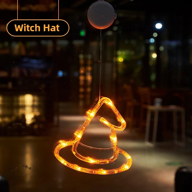 Halloween LED Window Clings Set - Suction Cup Light Decorations 3-Pack