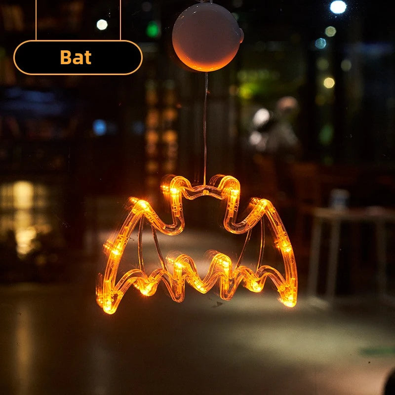 Halloween LED Window Clings Set - Suction Cup Light Decorations 3-Pack