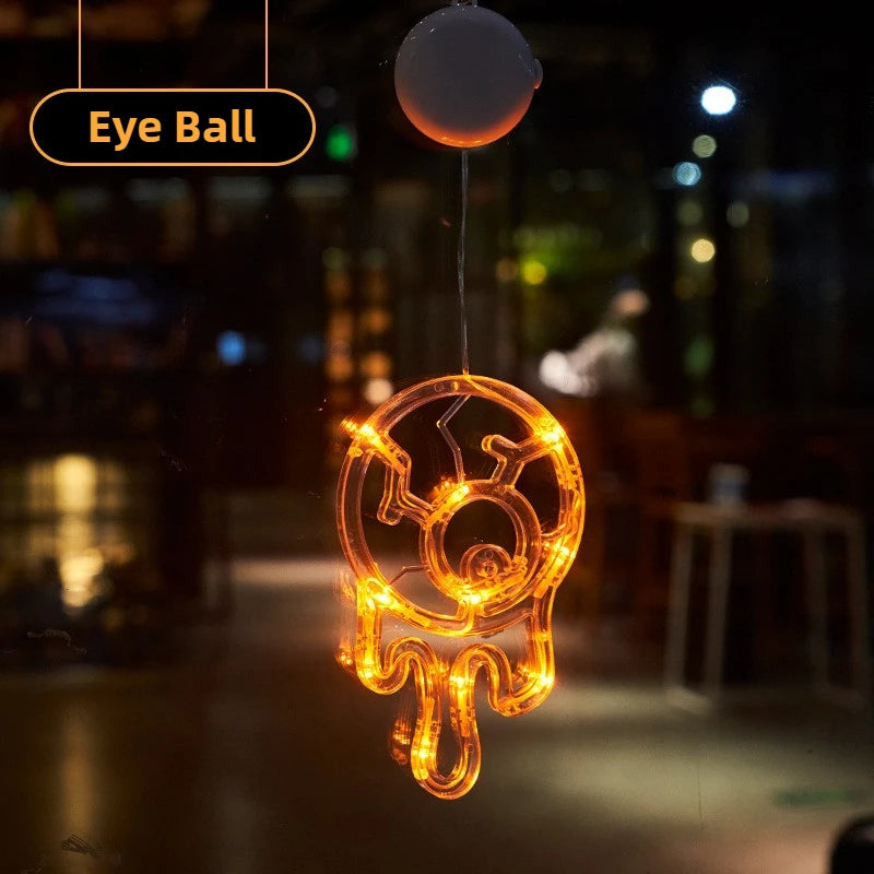 Halloween LED Window Clings Set - Suction Cup Light Decorations 3-Pack