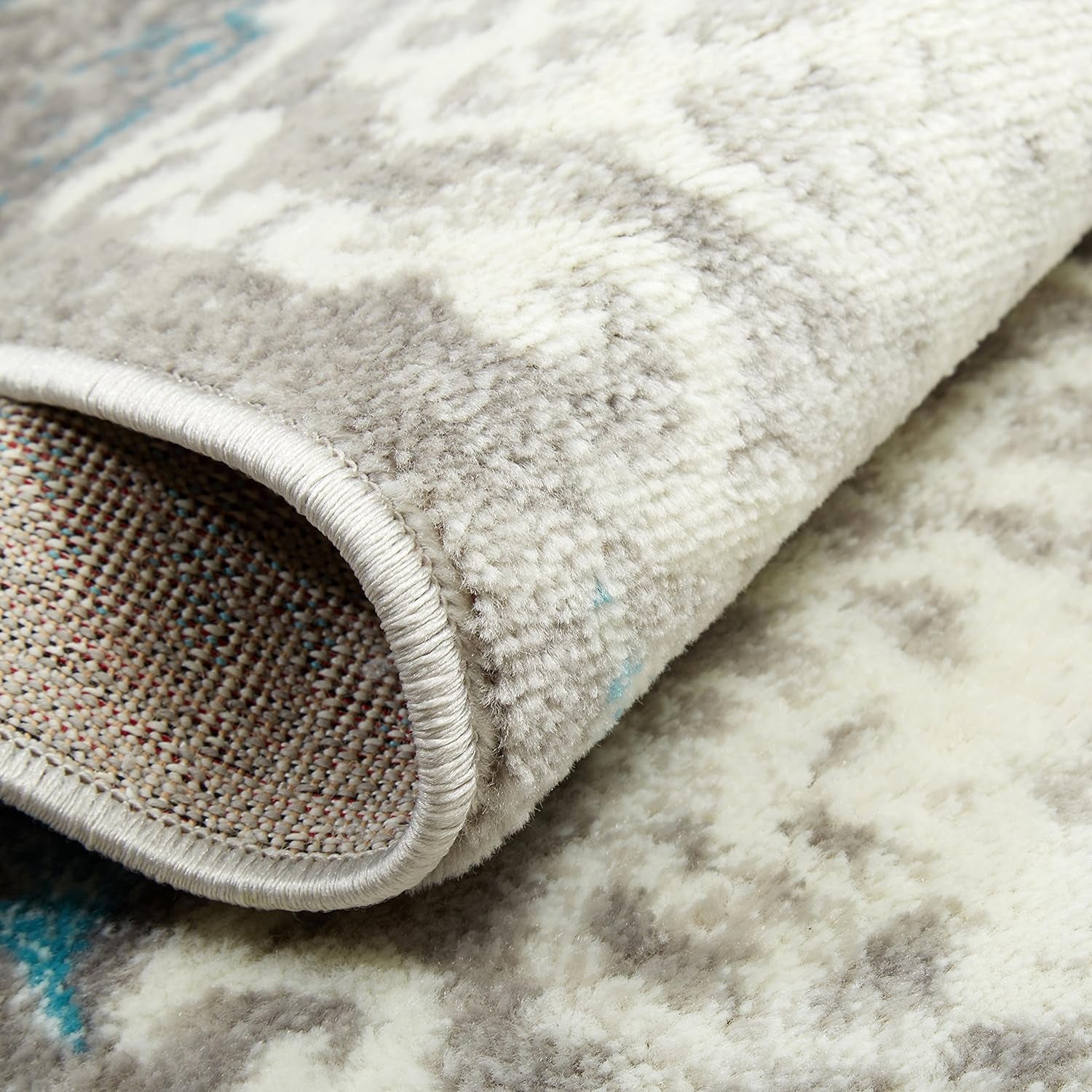 Boho Andorra Transitional Damask Area Rug, Grey/Blue, 5'2"X7'2"