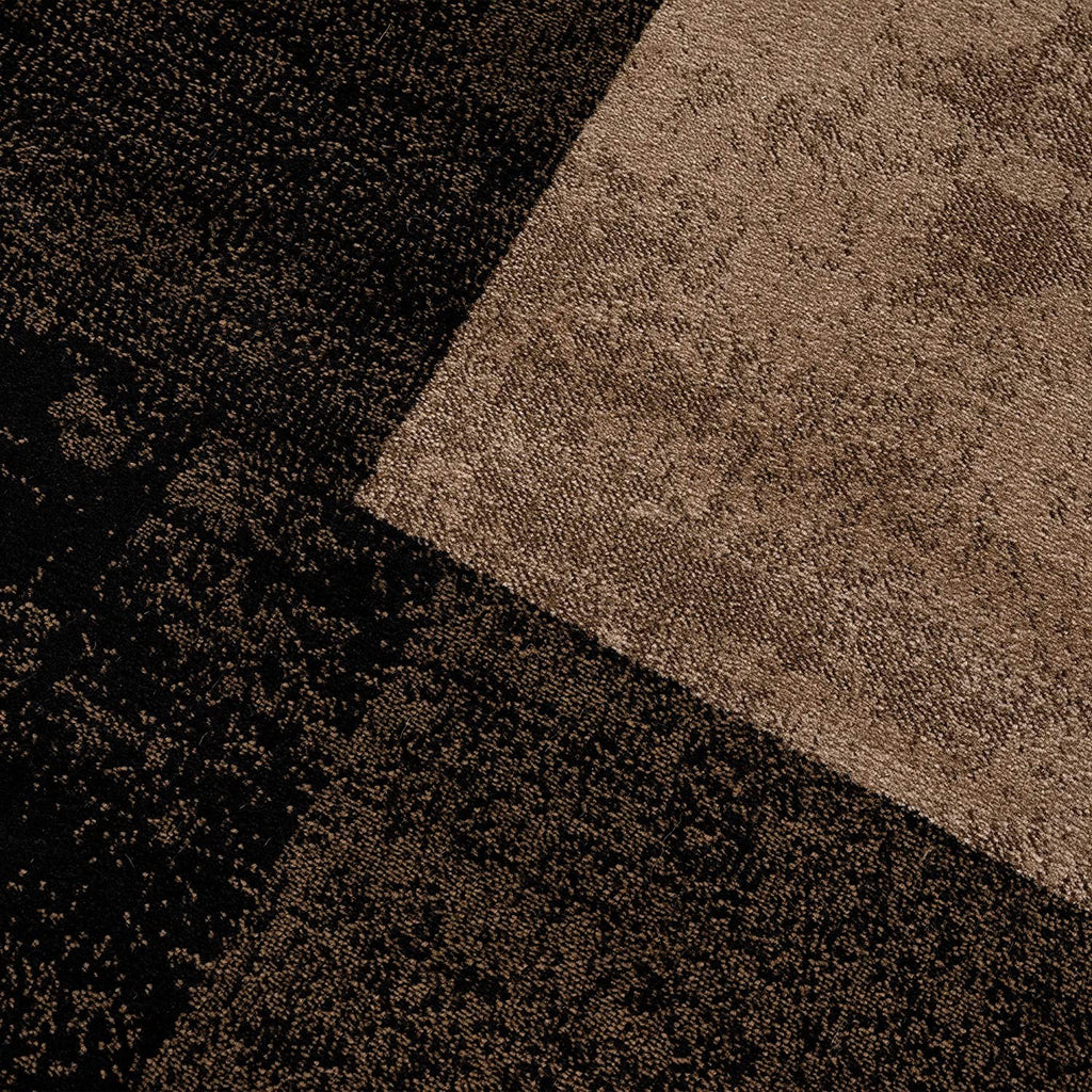 13' Brown And Black Geometric Shag Runner Rug-6