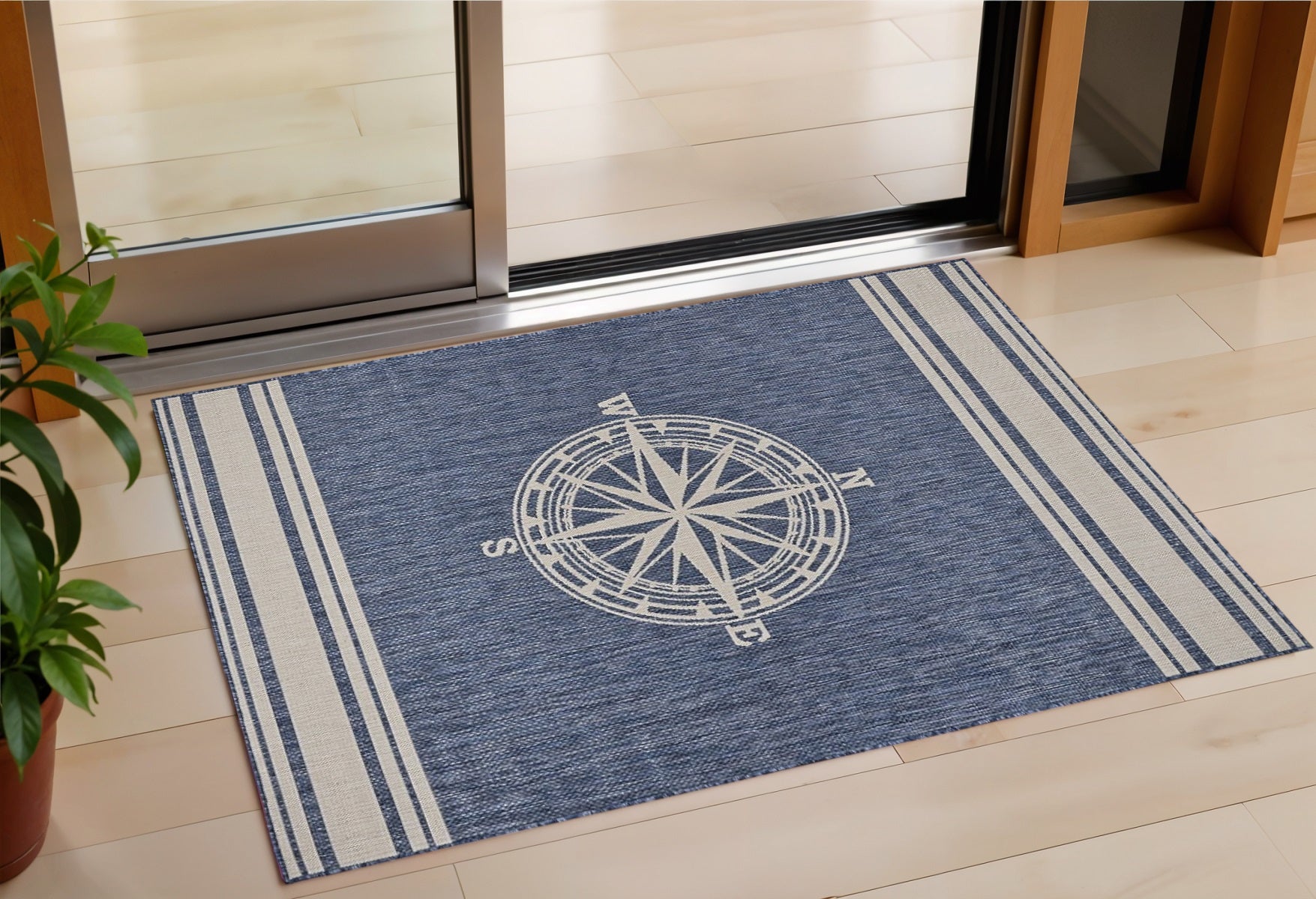 2' x 3' Blue Gray Area Rug - Compact Indoor Outdoor Accent