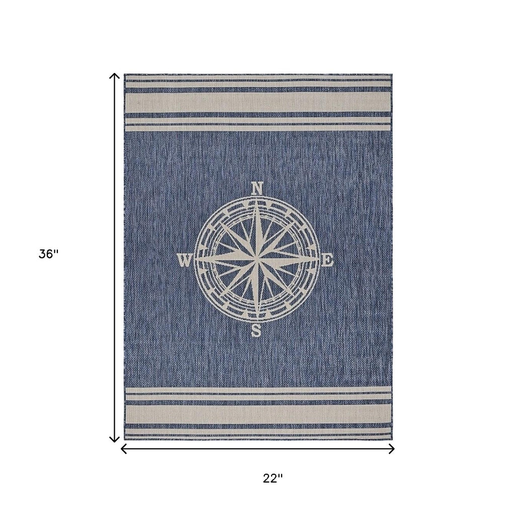 2' x 3' Blue Gray Area Rug - Compact Indoor Outdoor Accent