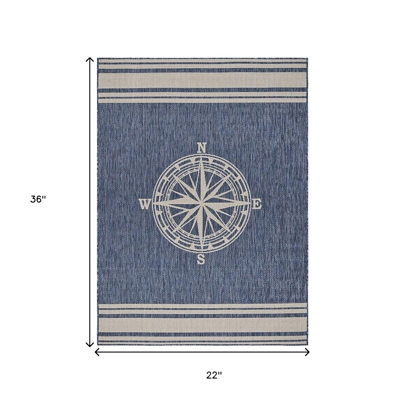 2' x 3' Blue Gray Area Rug - Compact Indoor Outdoor Accent