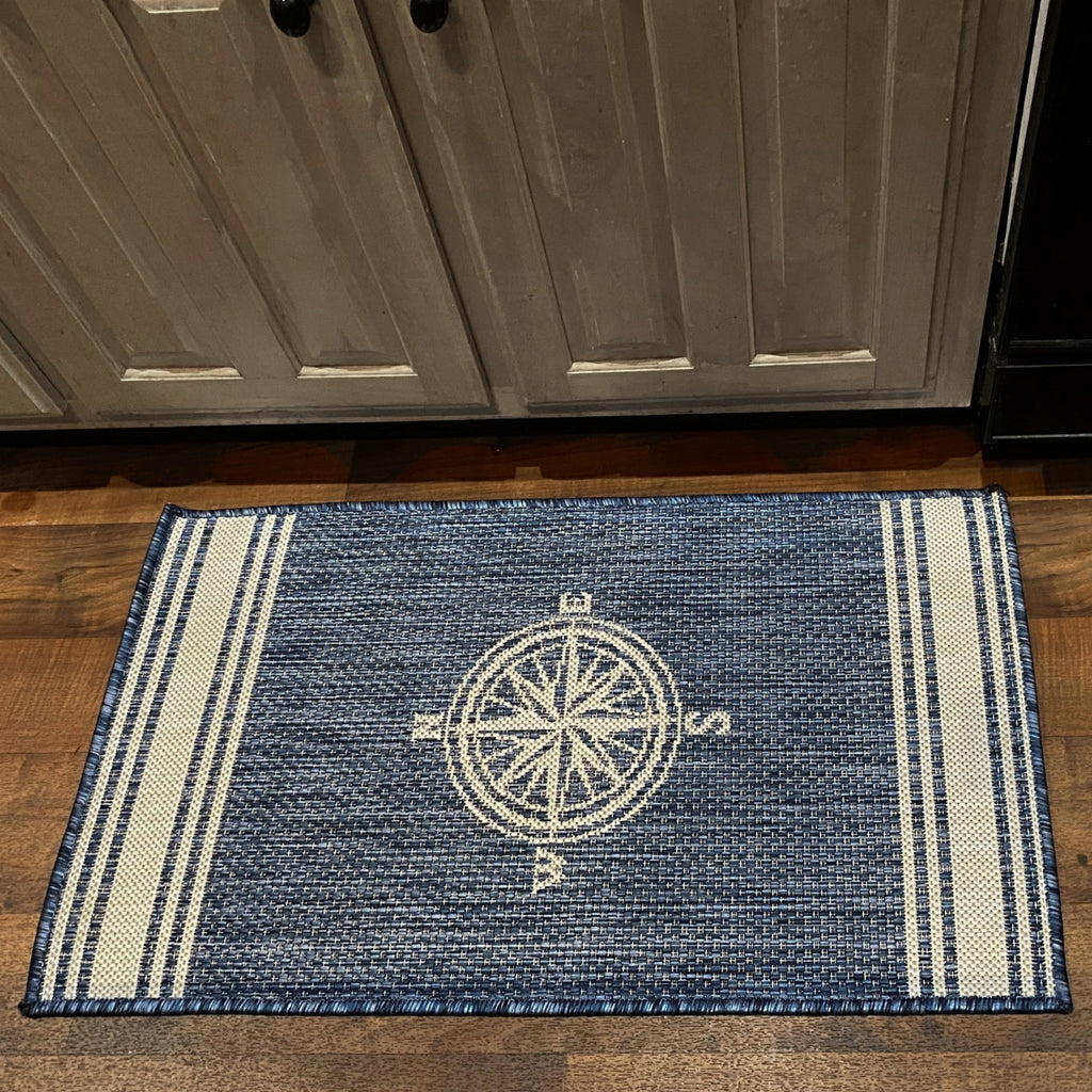 2' x 3' Blue Gray Area Rug - Compact Indoor Outdoor Accent