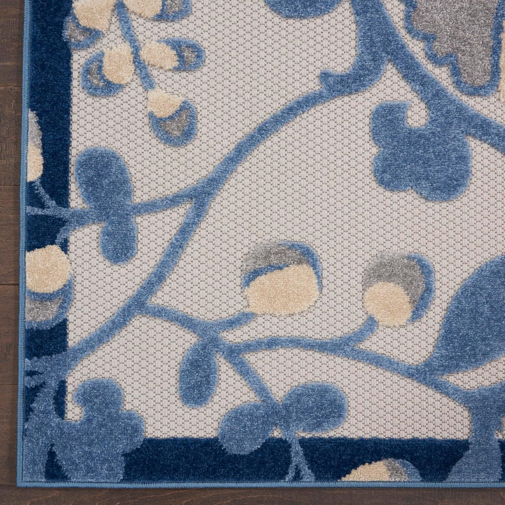 Home Aloha 9' X 12' Blue Gray Fabric Farmhouse Area Rug (9' X 12')