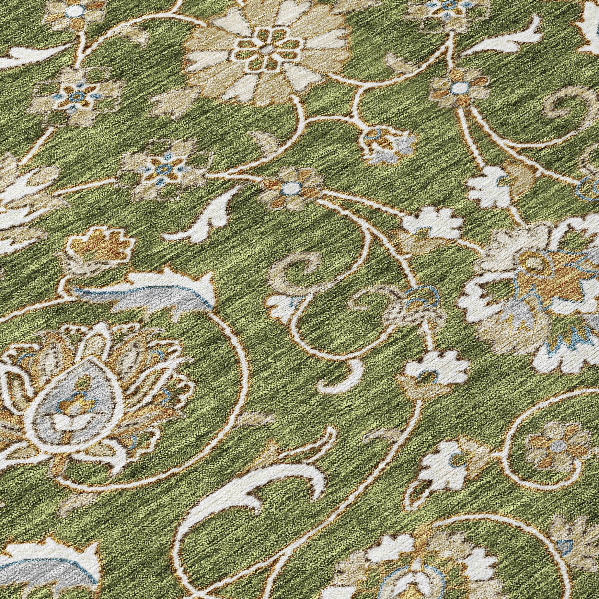 8' Olive Green Brown Ivory Round Moroccan Rug