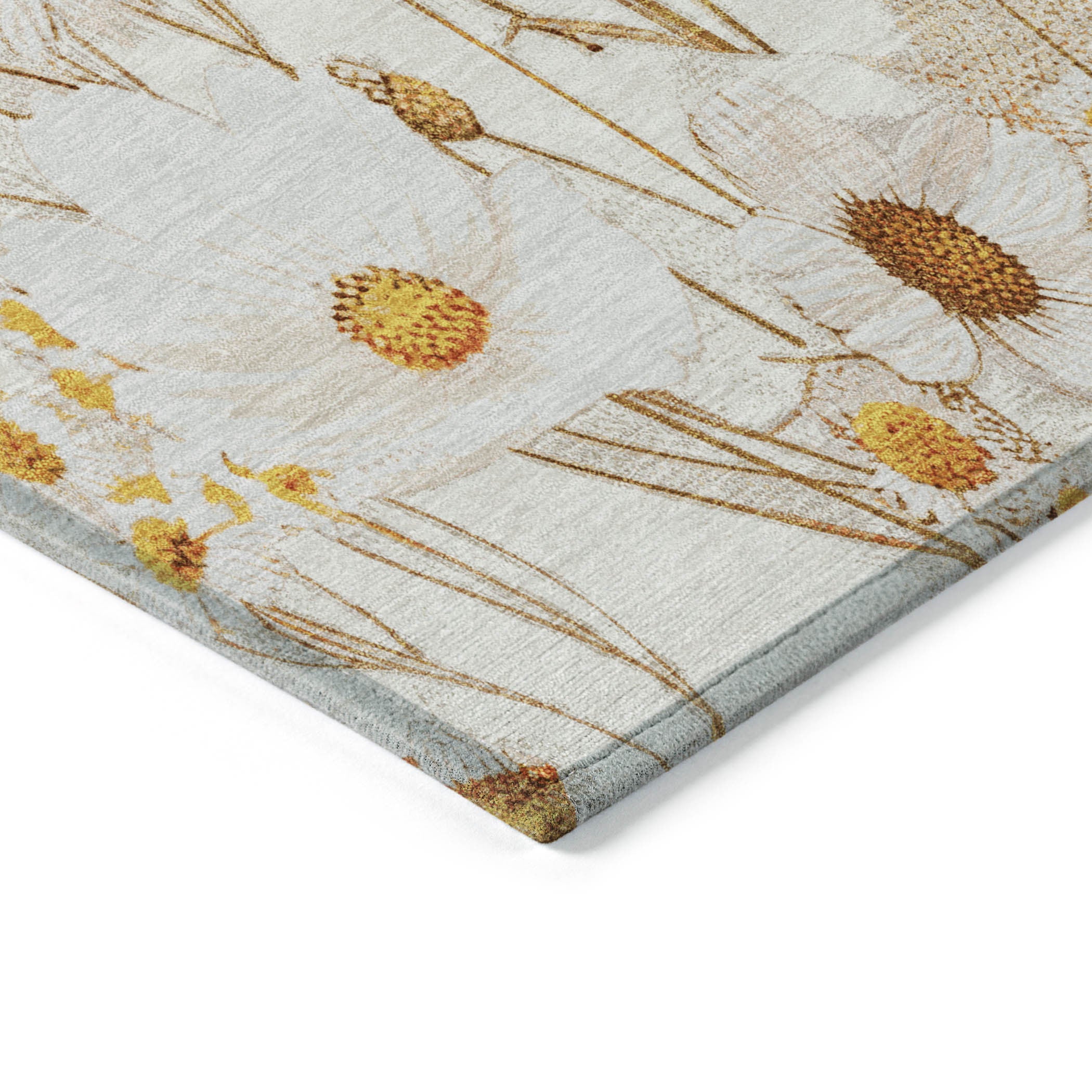 5' x 8' Ivory Beige Floral Area Rug