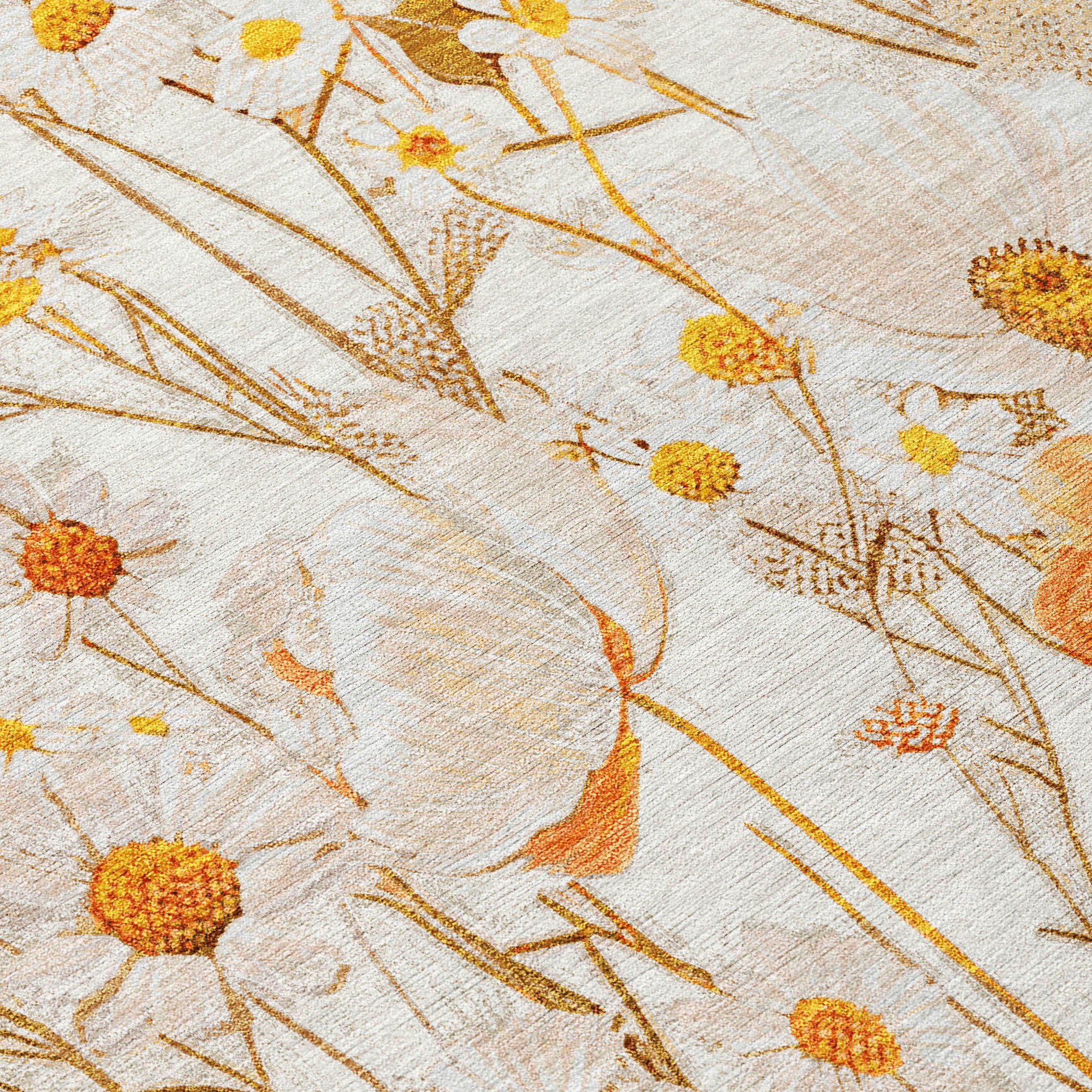 5' x 8' Ivory Beige Floral Area Rug