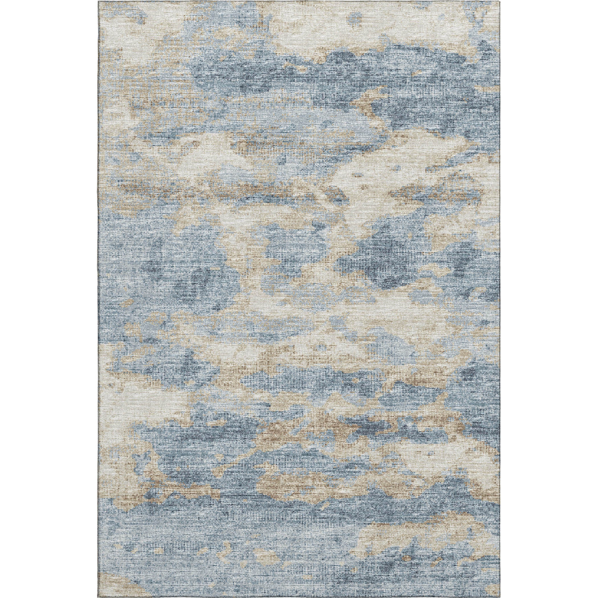 5' X 8' Blue Silver And Gold Abstract Washable Area Rug With UV Protection-4