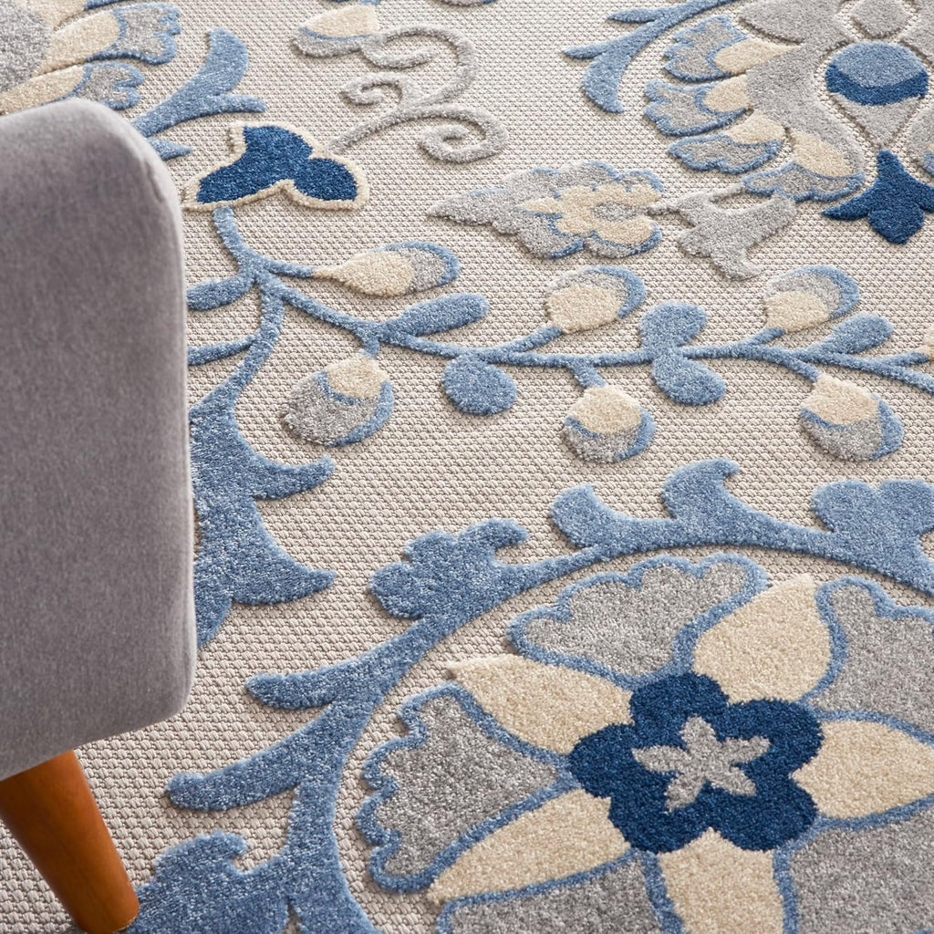 Home Aloha 9' X 12' Blue Gray Fabric Farmhouse Area Rug (9' X 12')