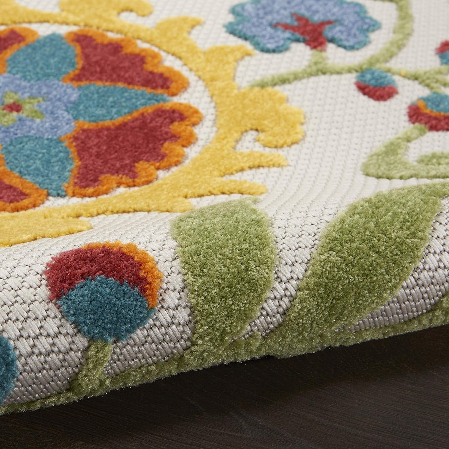 Aloha Indoor/Outdoor Ivory/Multi 2'3" X 10' Area Rug, Easy Cleaning, Non Shedding, Bed Room, Living Room, Dining Room, Backyard, Deck, Patio (2X10)