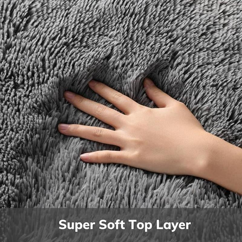Area Rugs for Bedroom Living Room, 4X6 Grey Fluffy Fuzzy Shag Shaggy Carpet Soft Plush Furry Bedside Rug, Indoor Floor Rug for Kids Girls Boys Home Decor Aesthetic, Dorm Nursery Gray