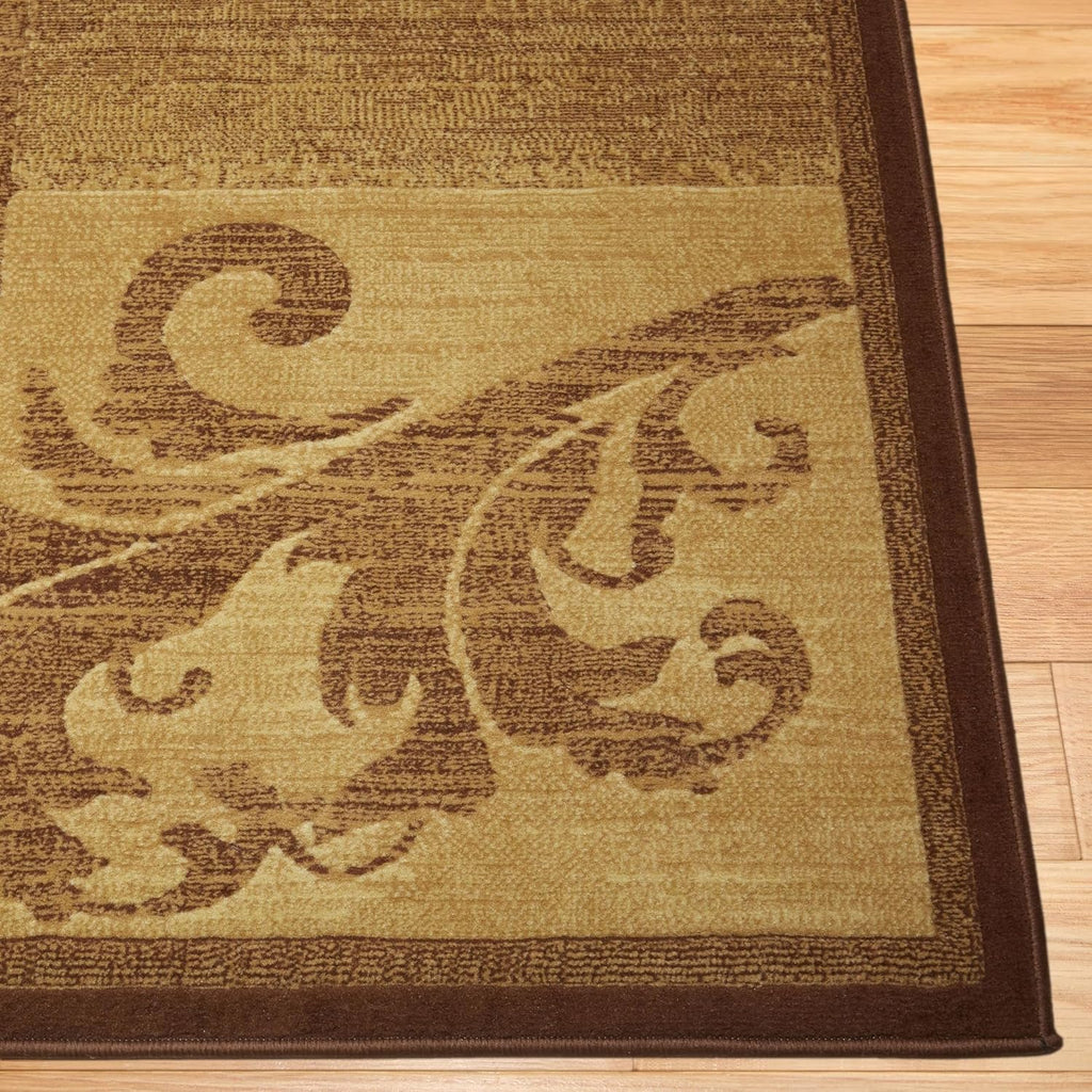 Catalina Pierre Contemporary Scroll Area Rug, Brown/Red, 5'3"X7'2"