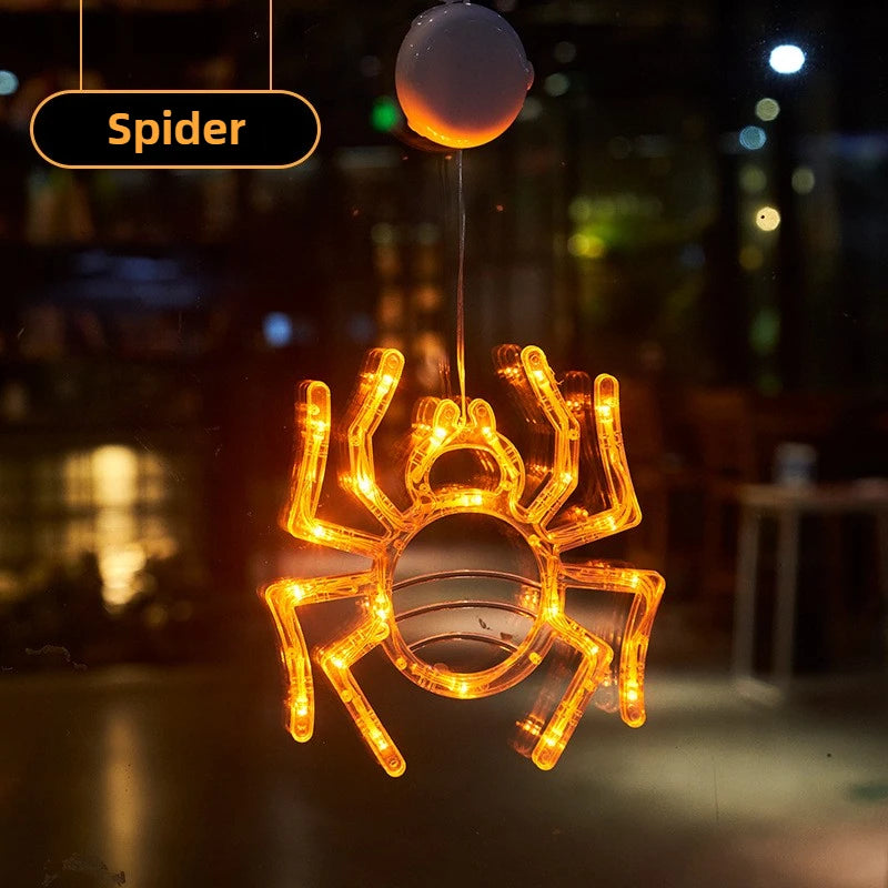 Halloween LED Window Clings Set - Suction Cup Light Decorations 3-Pack
