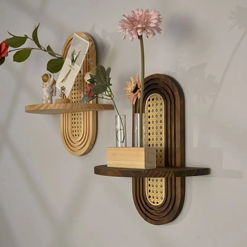 Nordic Style Rattan Wall Shelf