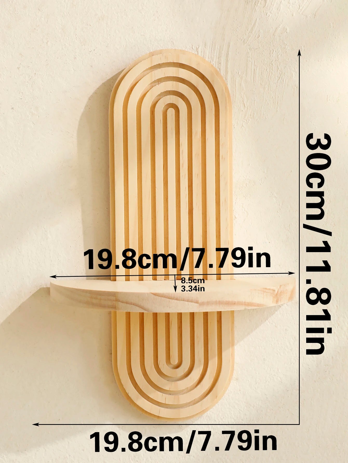 Boho Style Wooden Wall Shelves - Geometric Wall Mounted Shelves, Natural Wood Finish
