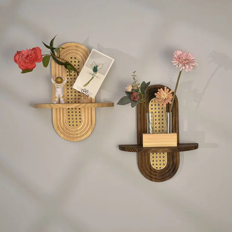 Nordic Style Rattan Wall Shelf