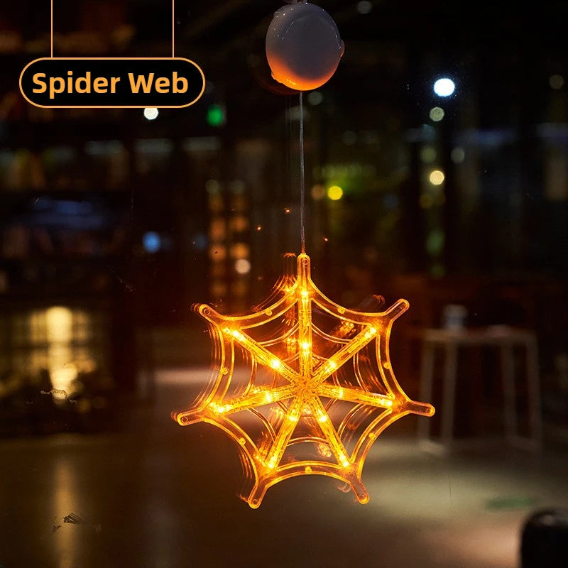 Halloween LED Window Clings Set - Suction Cup Light Decorations 3-Pack
