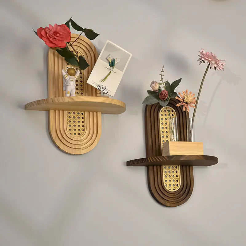 Nordic Style Rattan Wall Shelf