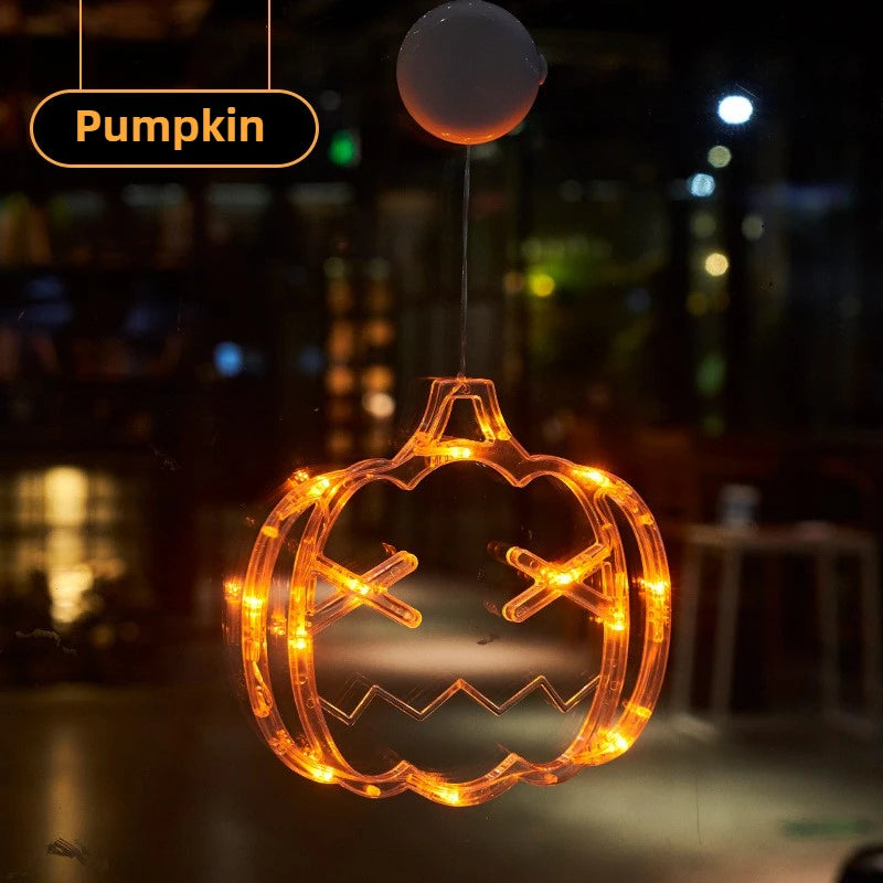 Halloween LED Window Clings Set - Suction Cup Light Decorations 3-Pack