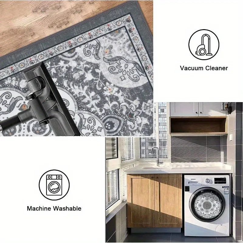 3-Piece Bohemian Floor Mat Set - Non-Slip Kitchen & Bedroom Rugs
