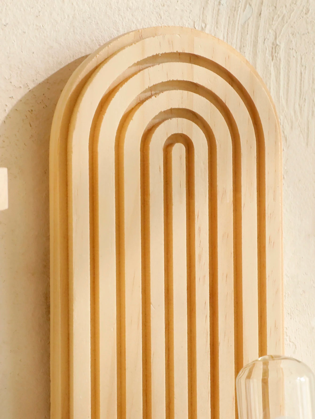 Boho Style Wooden Wall Shelves - Geometric Wall Mounted Shelves, Natural Wood Finish