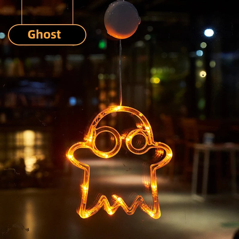 Halloween LED Window Clings Set - Suction Cup Light Decorations 3-Pack