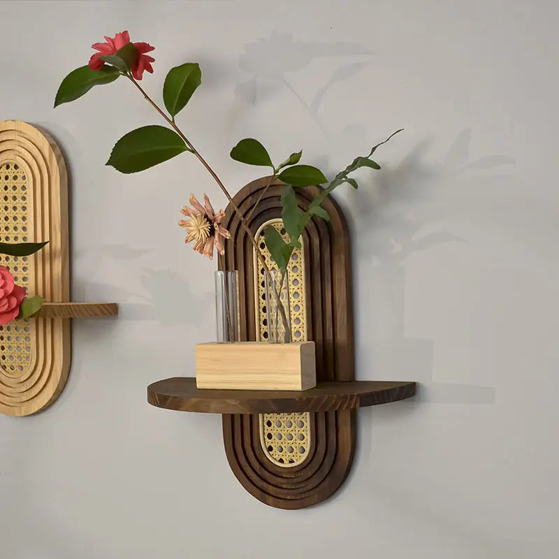 Nordic Style Rattan Wall Shelf