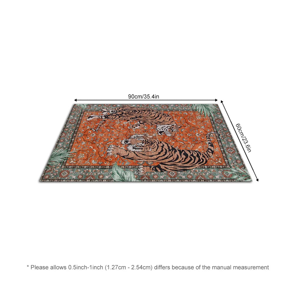 Orange Red Tiger Pattern Bohemian Rug - Ethnic Carpet for Living Room