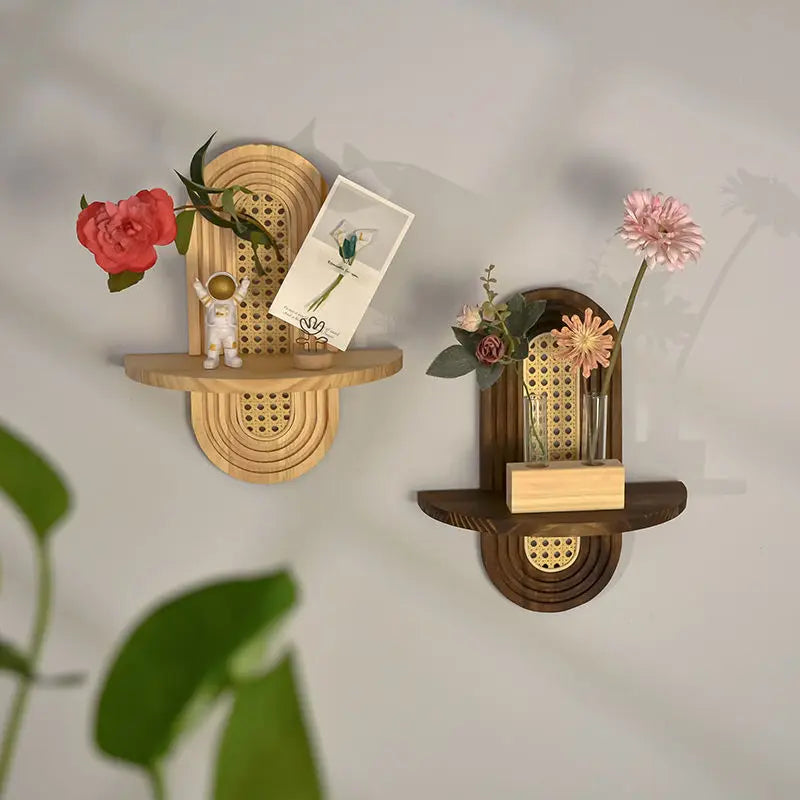 Nordic Style Rattan Wall Shelf