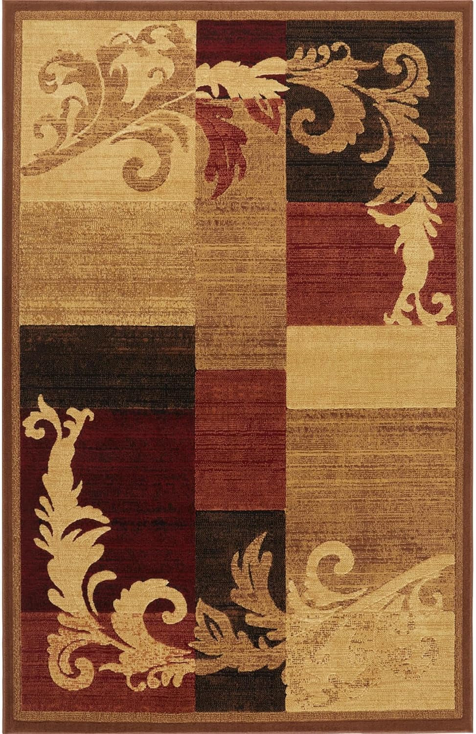 Catalina Pierre Contemporary Scroll Area Rug, Brown/Red, 5'3"X7'2"