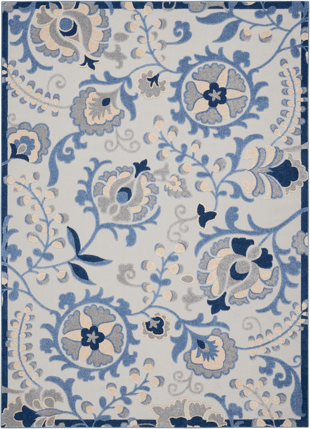 Home Aloha 9' X 12' Blue Gray Fabric Farmhouse Area Rug (9' X 12')