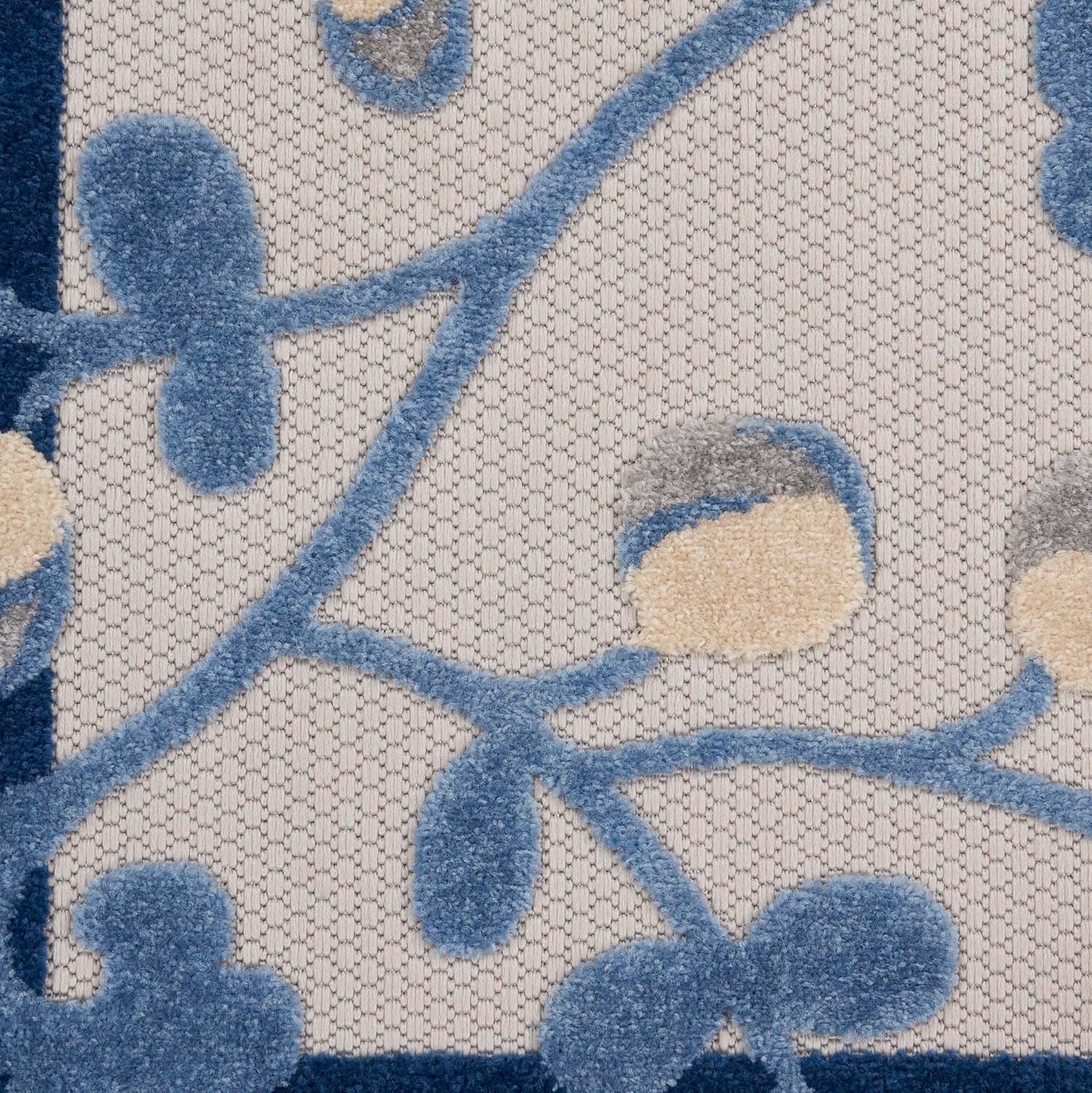 Home Aloha 9' X 12' Blue Gray Fabric Farmhouse Area Rug (9' X 12')