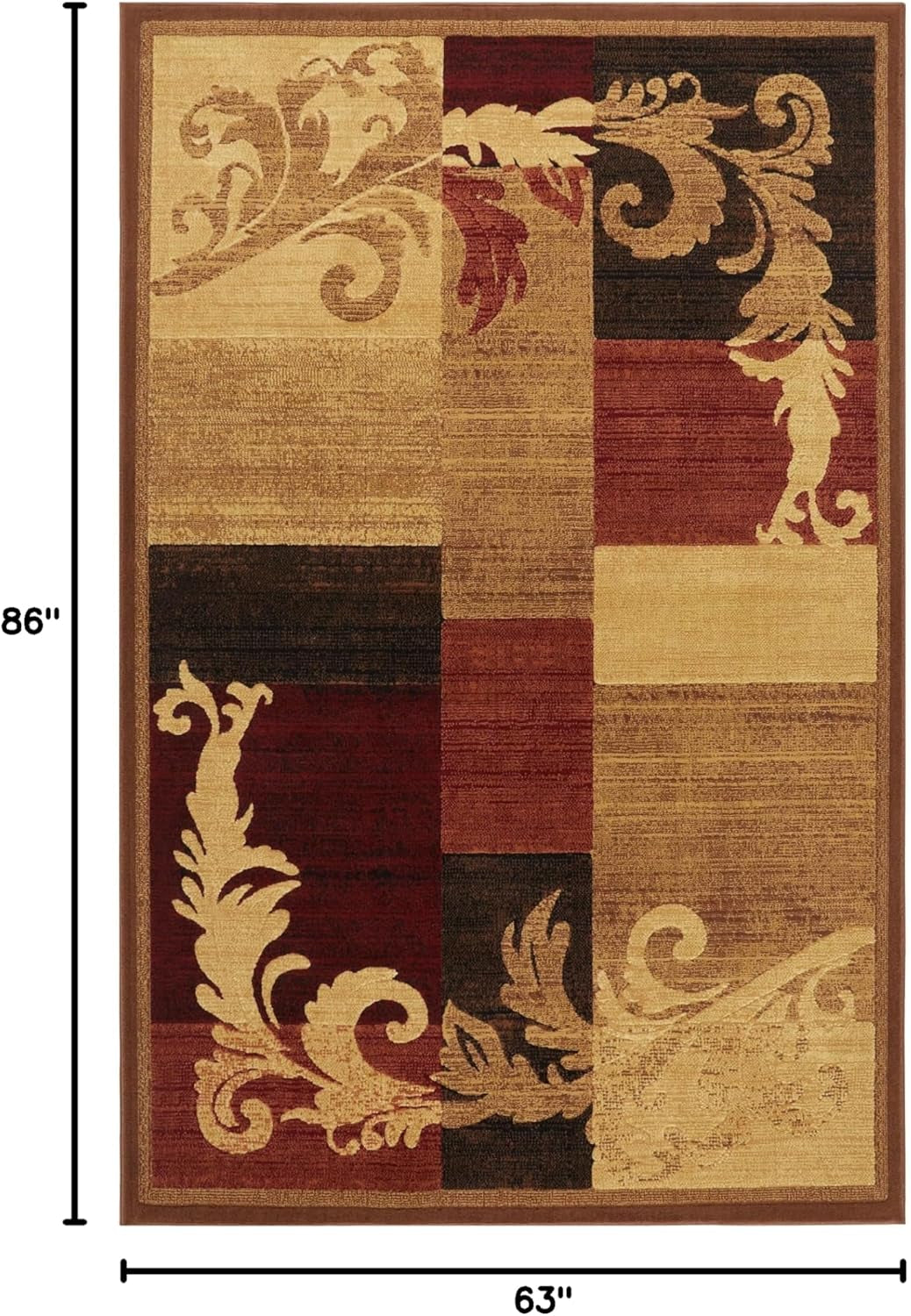 Catalina Pierre Contemporary Scroll Area Rug, Brown/Red, 5'3"X7'2"